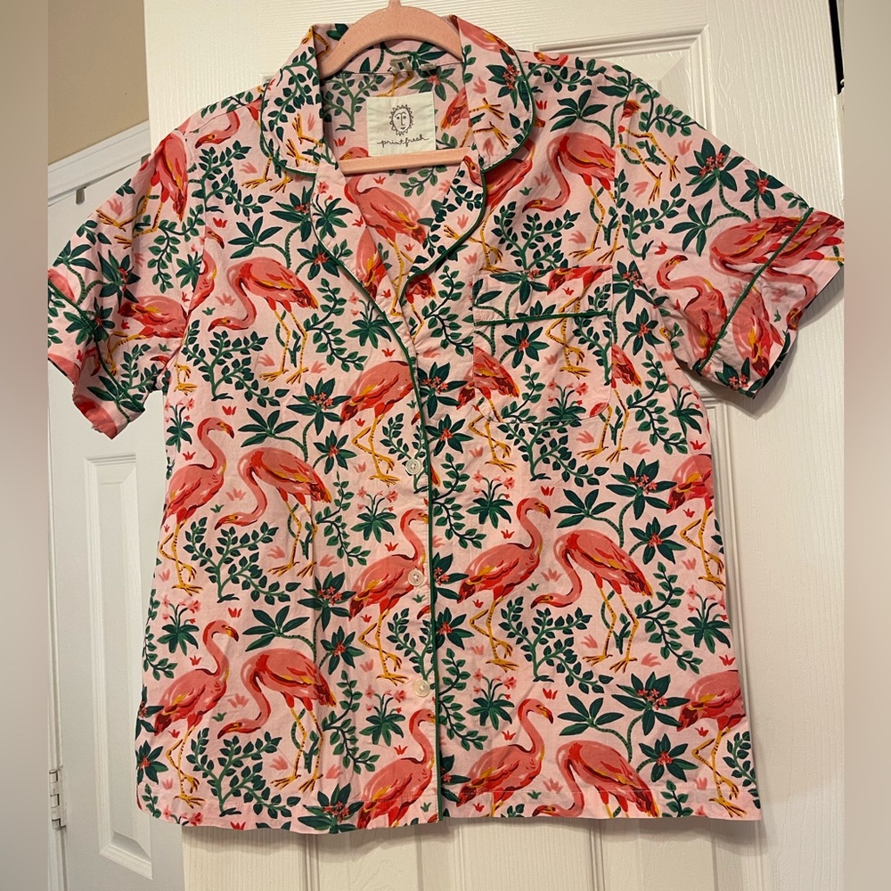 Printfresh Flock of Flamingo pajama top-small